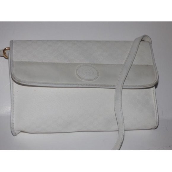 Gucci Vintage White Small G Logo 2-Way Bag Coated Canvas Leather - Picture 6 of 12